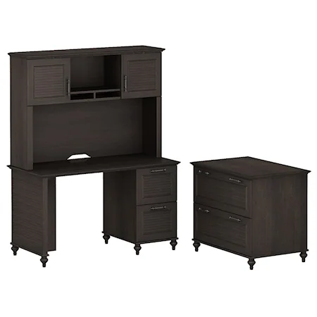 Desk, Hutch, and Lateral File Set